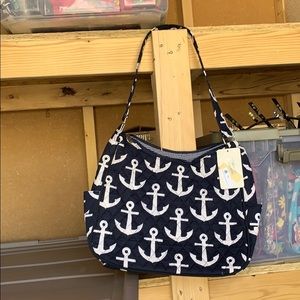 Anchor navy purse quilted